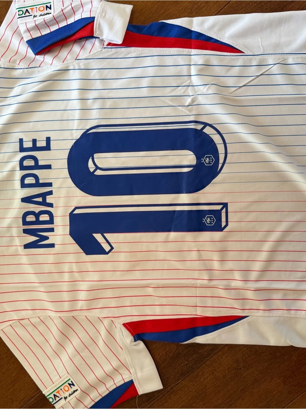 Nike mbappe 2024 France #10 Soccer Jersey with Blue & Red Pinstripes